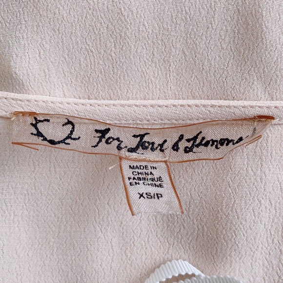 For Love and Lemons Hayley Lace Trimmed Tie Bow Blouse Peach Pink Size XS - Picture 4 of 8